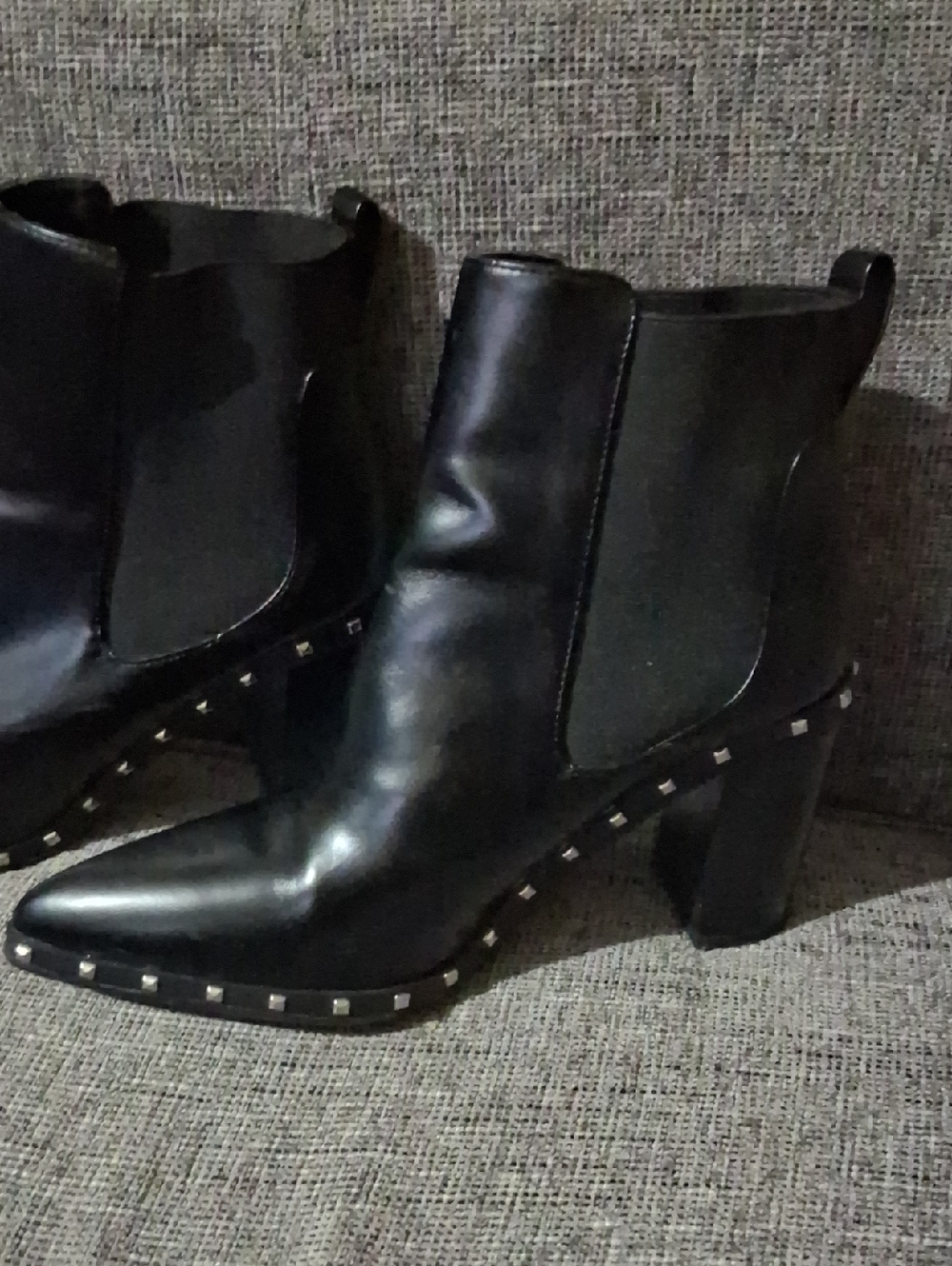 Black Studded Ankle Boots - Women